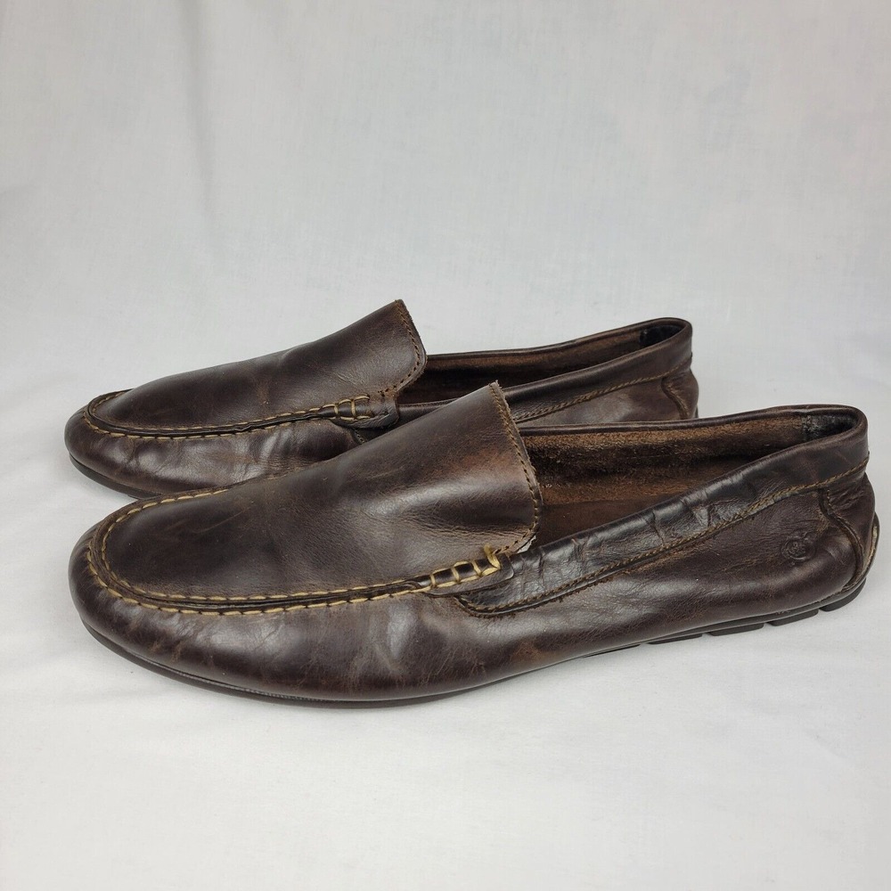 Born Mens Allan Loafers Shoes Brown Leather Slip-On Driving Moc Toe Casual 9.5M